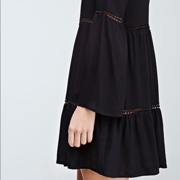 Forever 21 crochet-paneled bell sleeve black dress - Picture 4 of 4